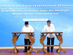 Kemnaker-Kemendikdasmen Tandatangani MoU Sinkronisasi Pendidikan dan Ketenagakerjaan