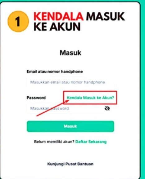 klik kendala masuk ke akun