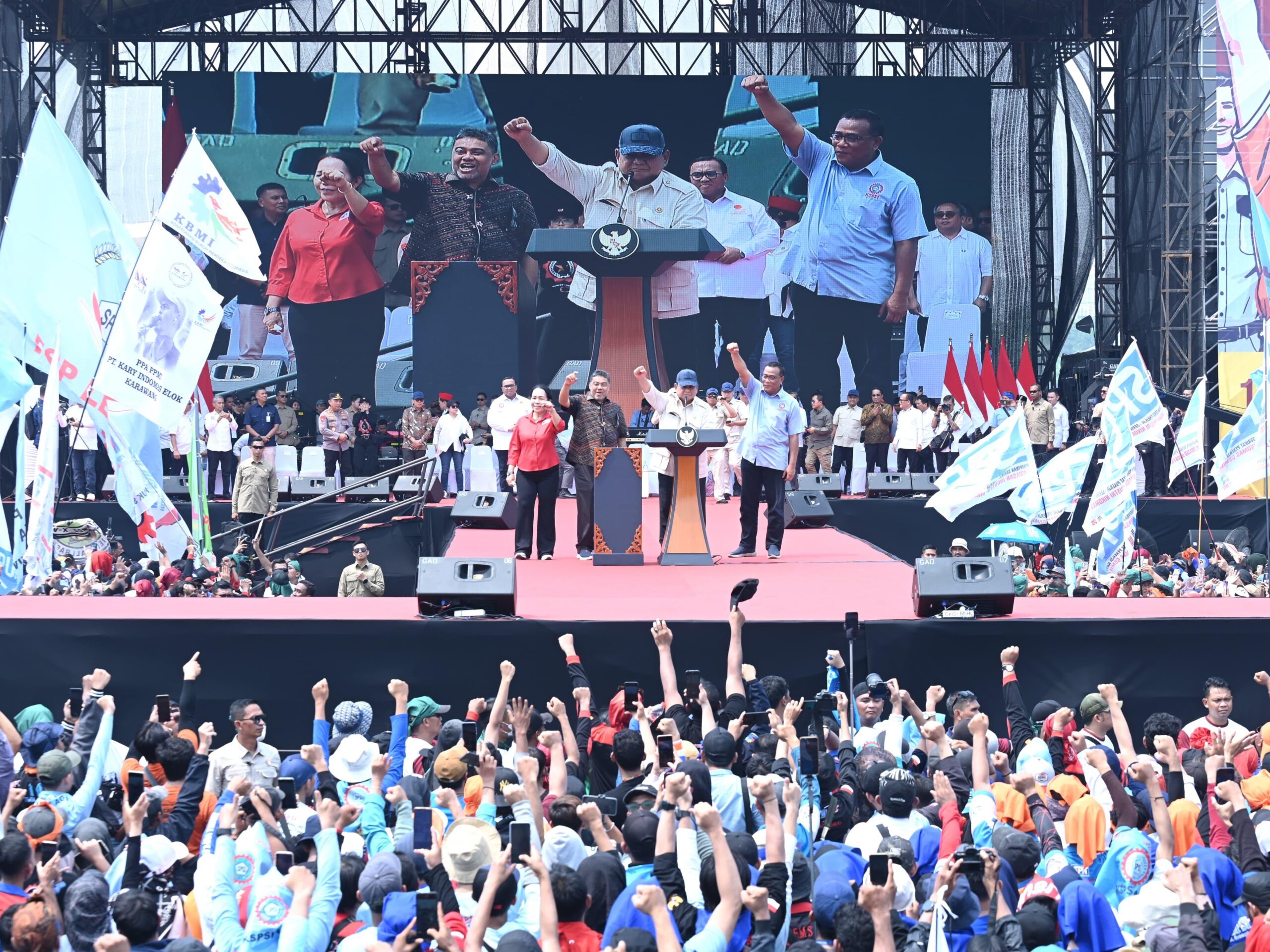 Presiden Prabowo Hadiri Peringatan Hari Buruh Internasional 2025, Simbol Dukungan Pemerintah untuk Buruh Indonesia